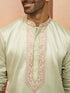 Men's Pista Green Embroidered Kurta with Palazzo